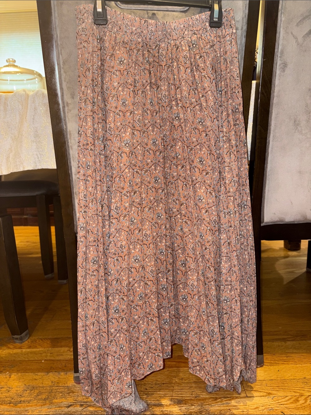 Lucy Paris Dusty Pink Floral Pleated Maxi Skirt